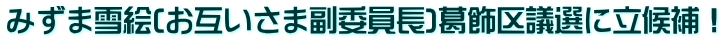 みずま雪絵(お互いさま副委員長)葛飾区議選に立候補！